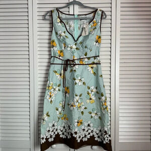 Speechless Floral Mint Green Brown Dress Y2K Babydoll Milkmaid Size 9